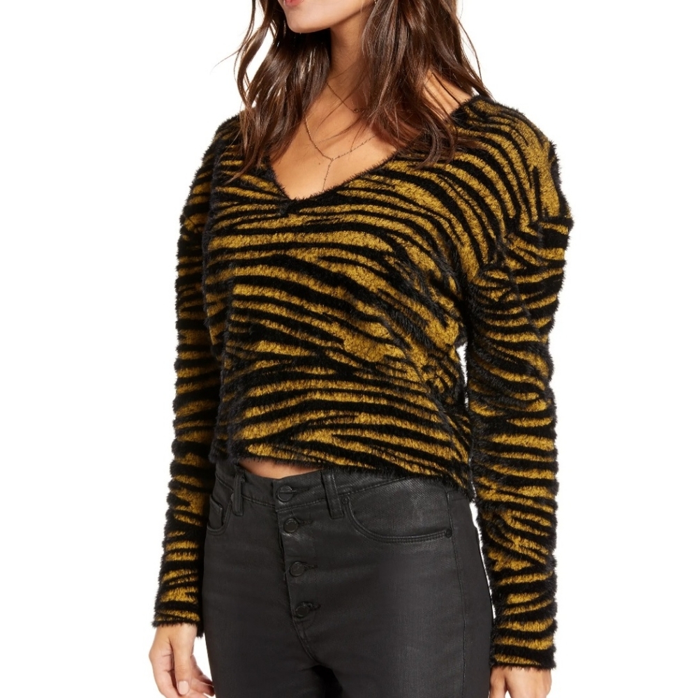 Leith Fuzzy Tiger Striped Top